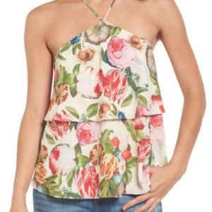 Love Fire Los Angeles Floral Tiered Halter Top